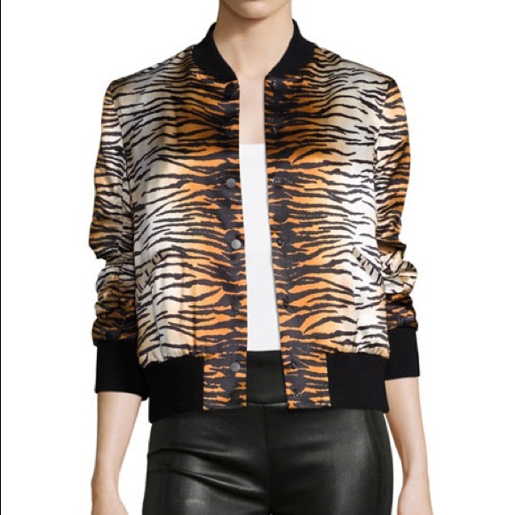 A.L.C. Jackets & Blazers - A.L.C. Silk Tiger Print Varsity Bomber Jacket sz 0